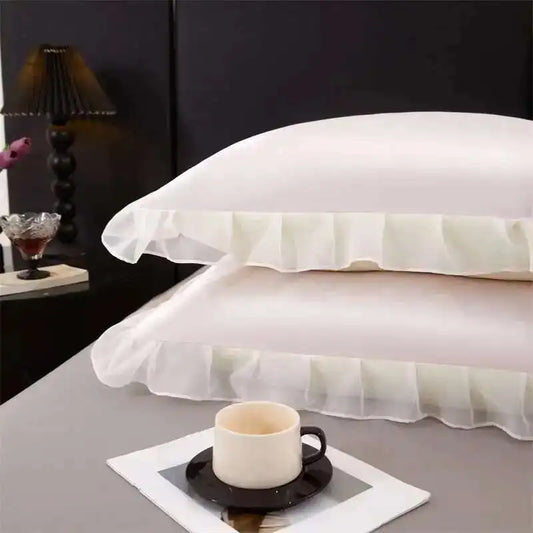 Satin Silk Ruffled Pillowcase Set