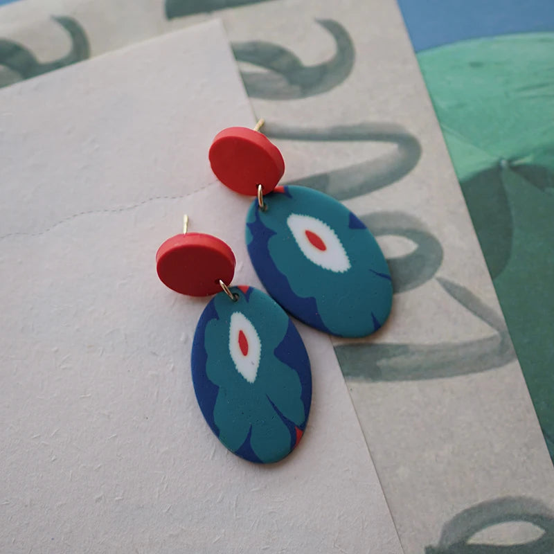 Flower Abstract Art Deco Pattern Earrings