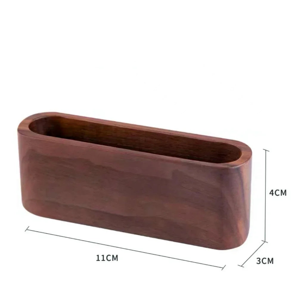 Wooden Business Card Holder Desk Organizer with Pen Slot