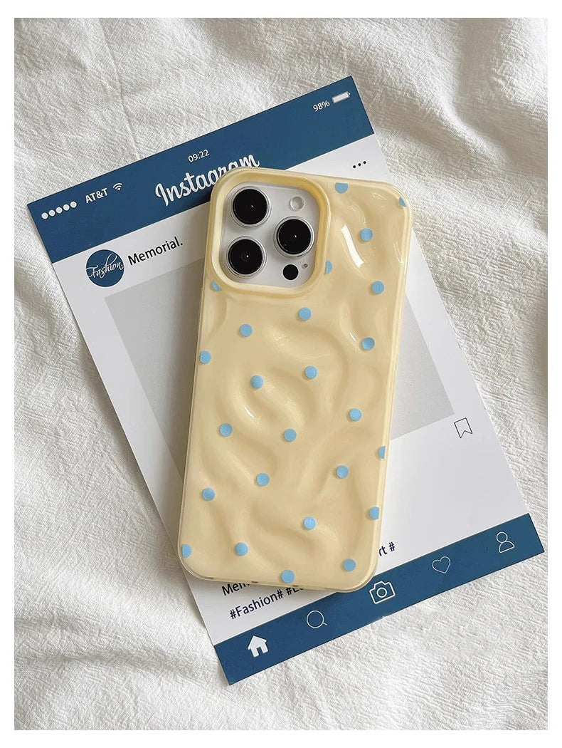 Love Polka Dot Folds Texture Phone Case For IPhone