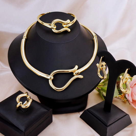 Wedding Jewelry Set – Choker Necklace, Earrings, Bracelet & Ring