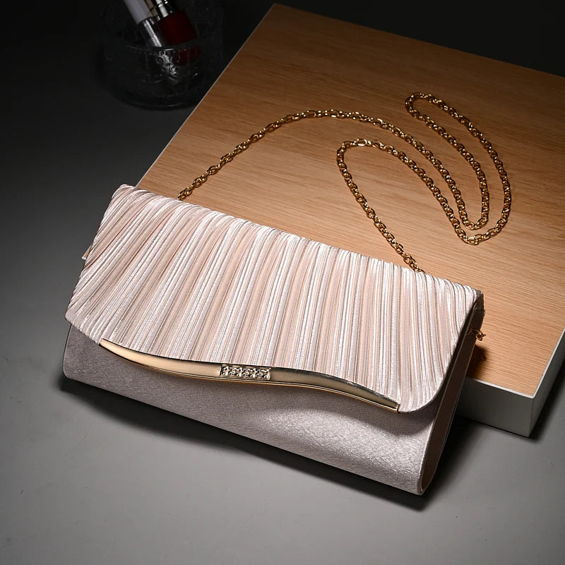 Elegant Pleated Evening Clutch Bag