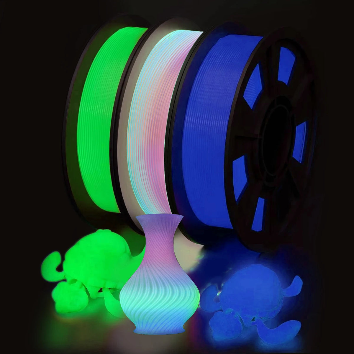 Glow-in-the-Dark PLA 3D Printer Filament Bundle