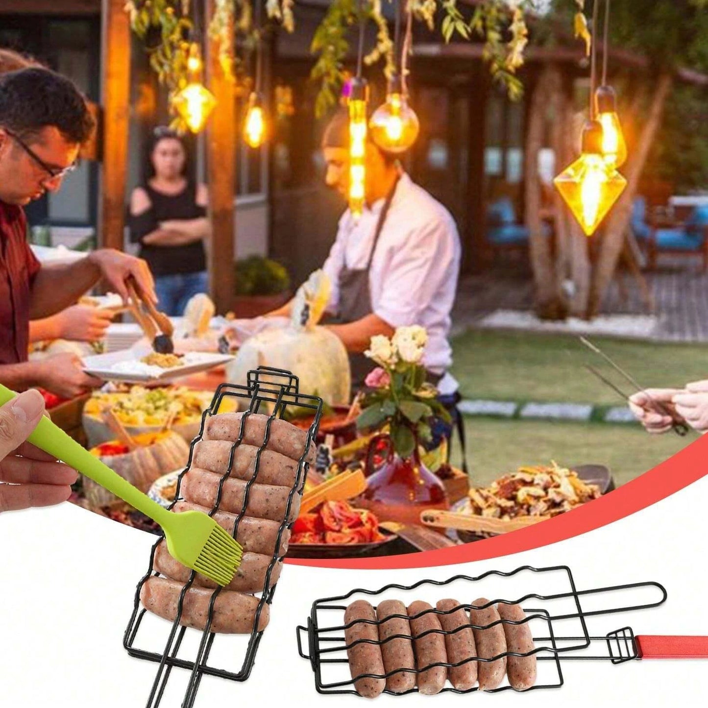 Removable Hot Dog Grill With Wooden Handle