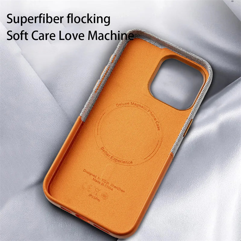Double Leather Microfiber Magnetic Phone Case For iPhone