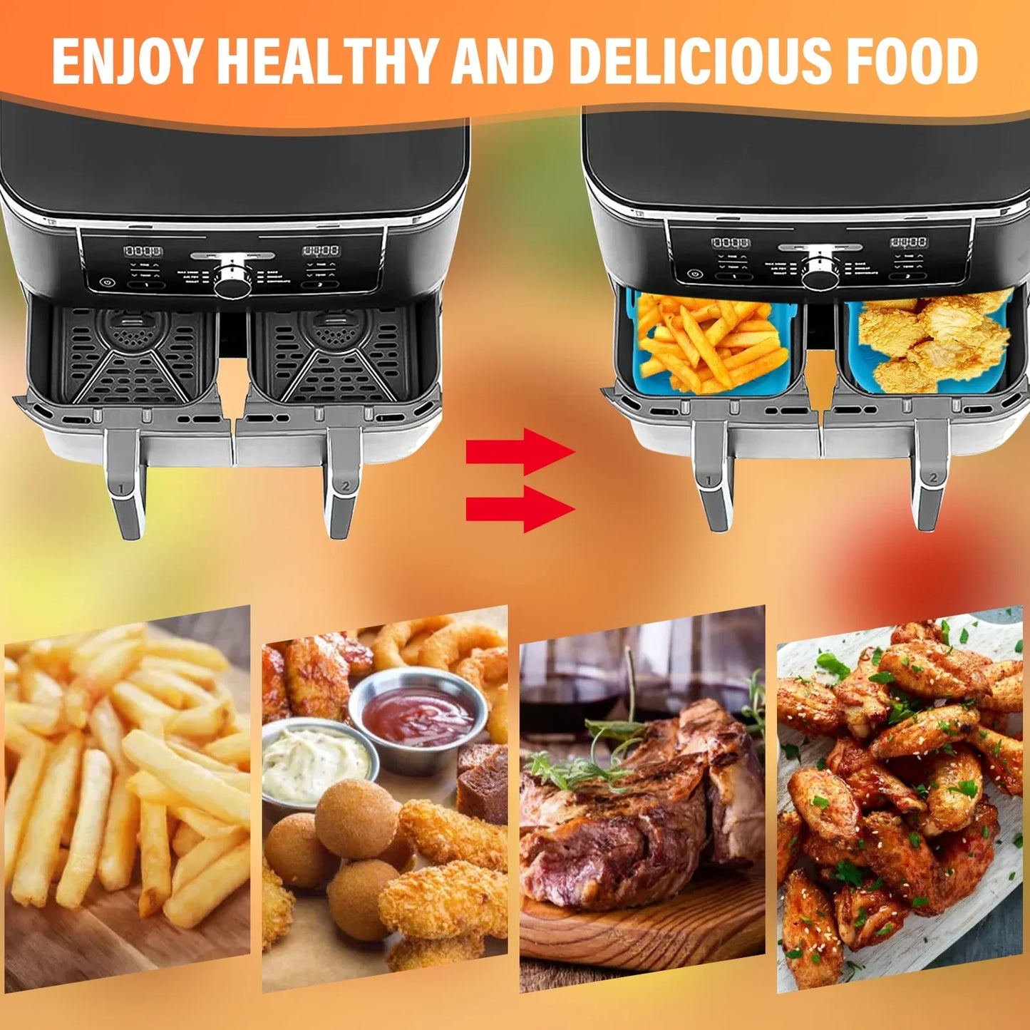 2Pcs Air Fryer Silicone Tray