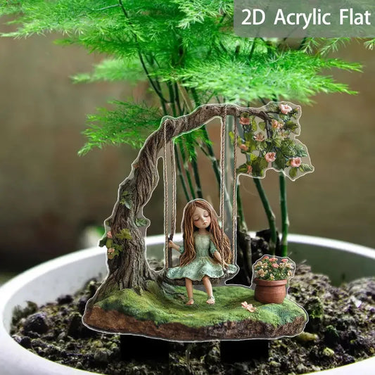 Swing Girl Garden Ornament