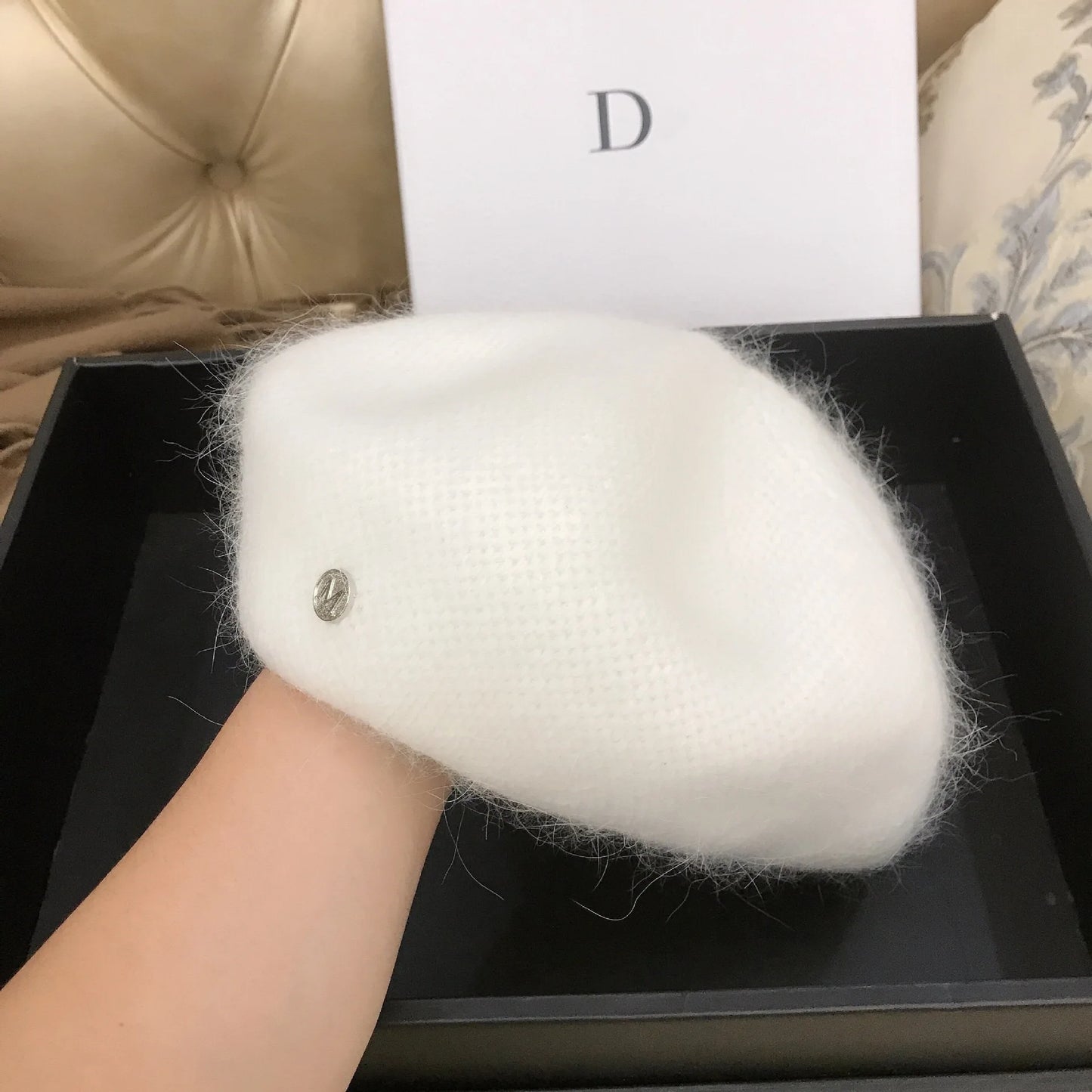 Women’s Angora Rabbit Fur Beret Hat