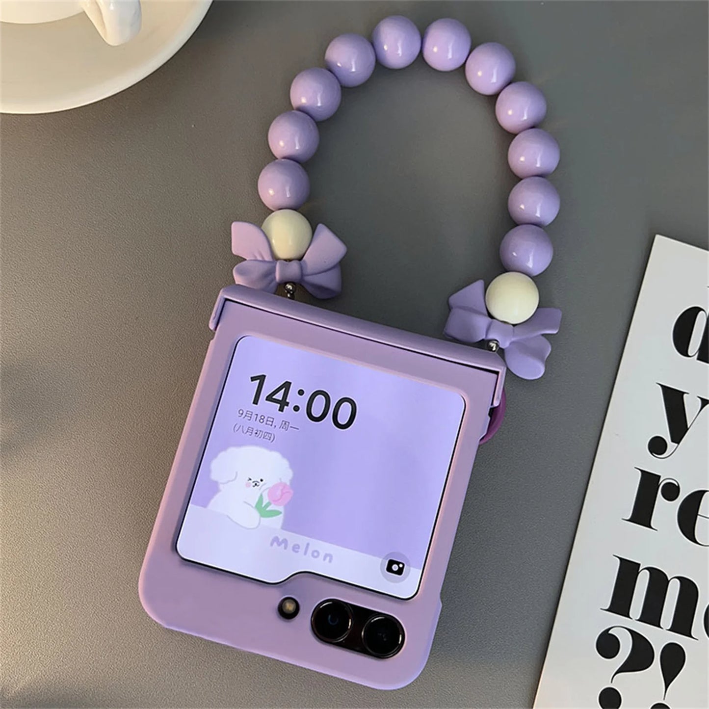 Purple White Bow Bracelet Phone Case for Samsung