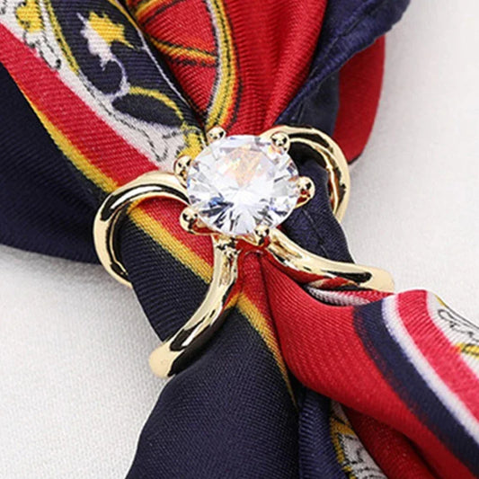 X Shape Crystal Scarf Brooch Buckle