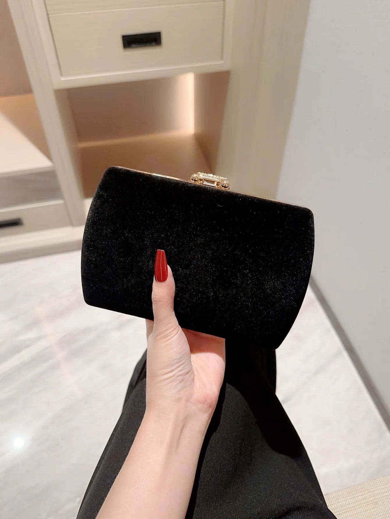 Velvet Box Clutch Bag