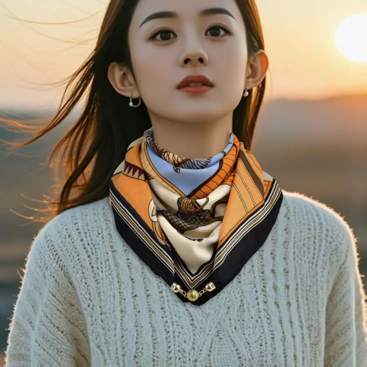 Luxury Design Magnetic Square Scarf