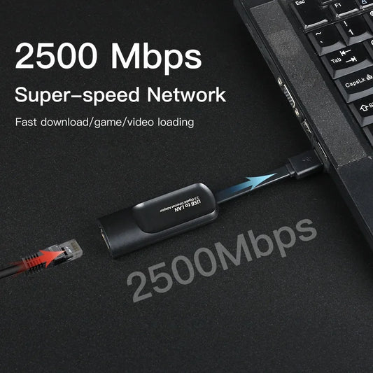 Kebidumei 2.5Gbps USB-C to RJ45 Ethernet Adapter