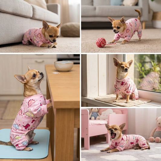 Dinosaur Dog Pajamas – Soft Four-Legged Pet Jumpsuit