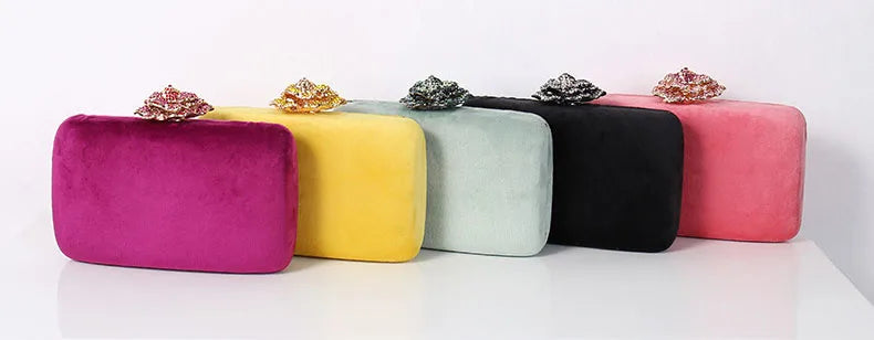 Diamonds Flower Velvet Evening Bag