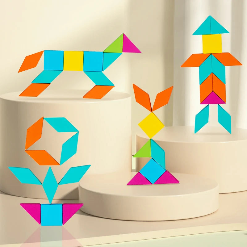 Wood Block Geometric Shape Toddler Puzzle
