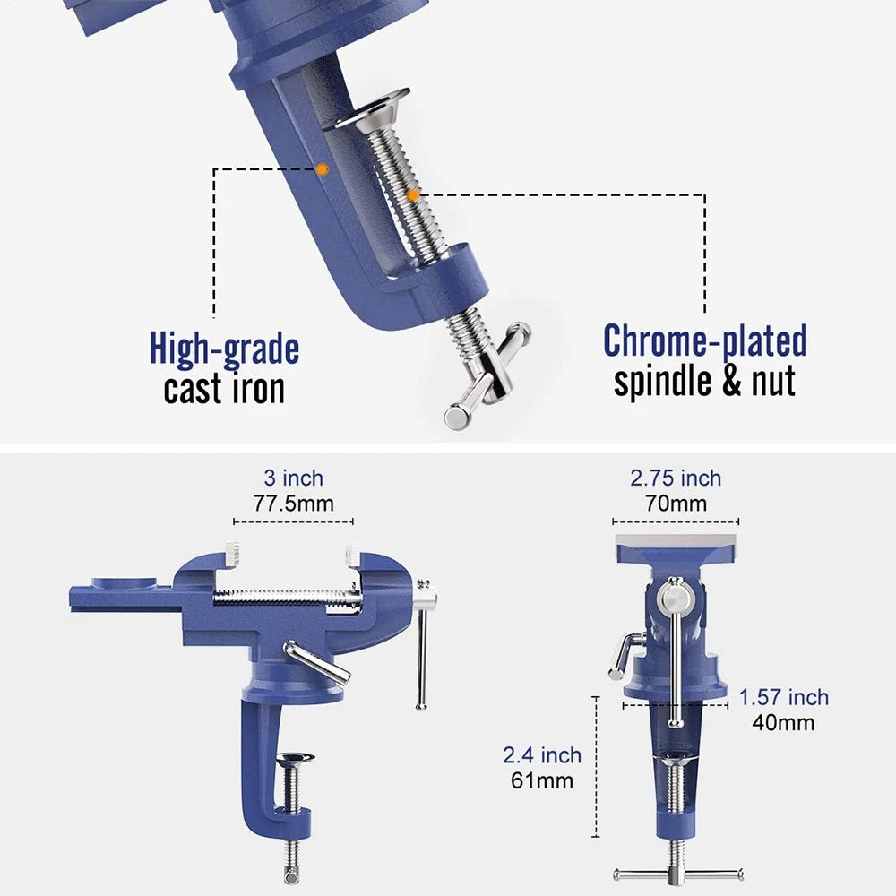 Universal Table Vise Multi-functional Portable 360° Swivel Base Clamp