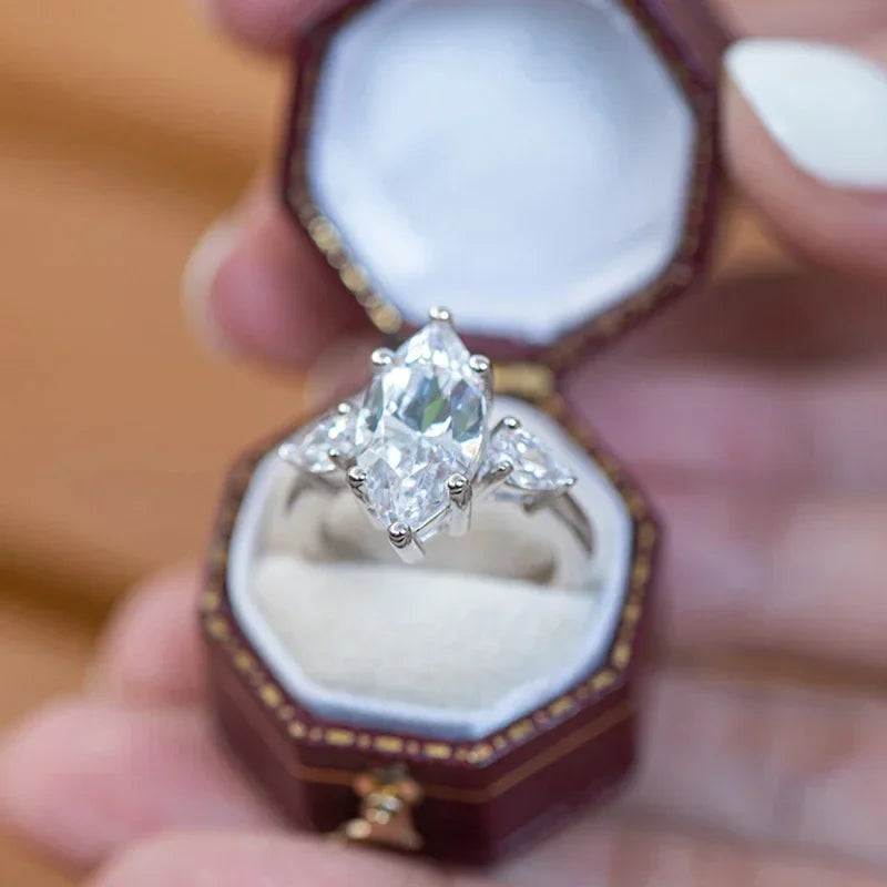 NKHOG 3 Carat Marquise Cut Moissanite Ring