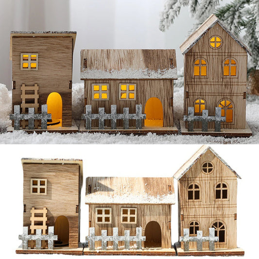 LED Wooden Christmas House Ornament