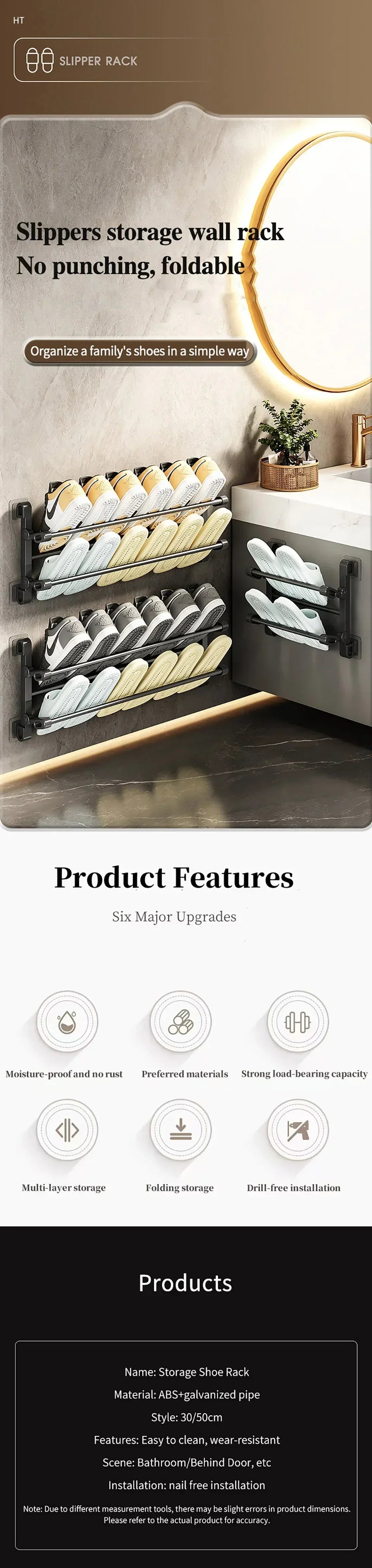 Wall Mounted Shoes And Slippers Rack