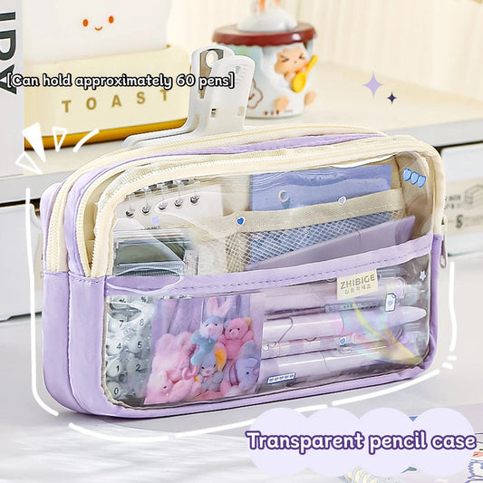 Transparent Four-Layer Pencil Bag
