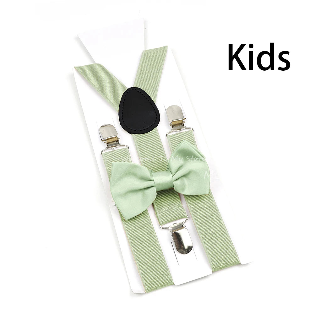 Solid Color Elastic Leather Suspenders