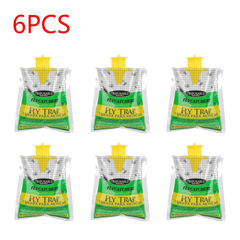 Disposable Hanging Fly Trap Bag with Water-Soluble Bait for Outdoor Use