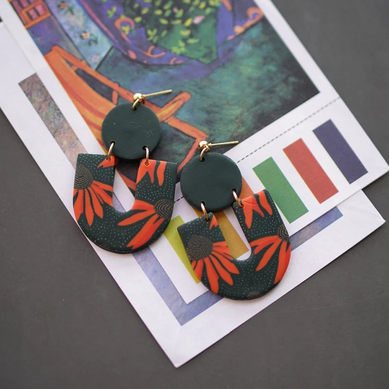 Art Floral Pattern Earrings