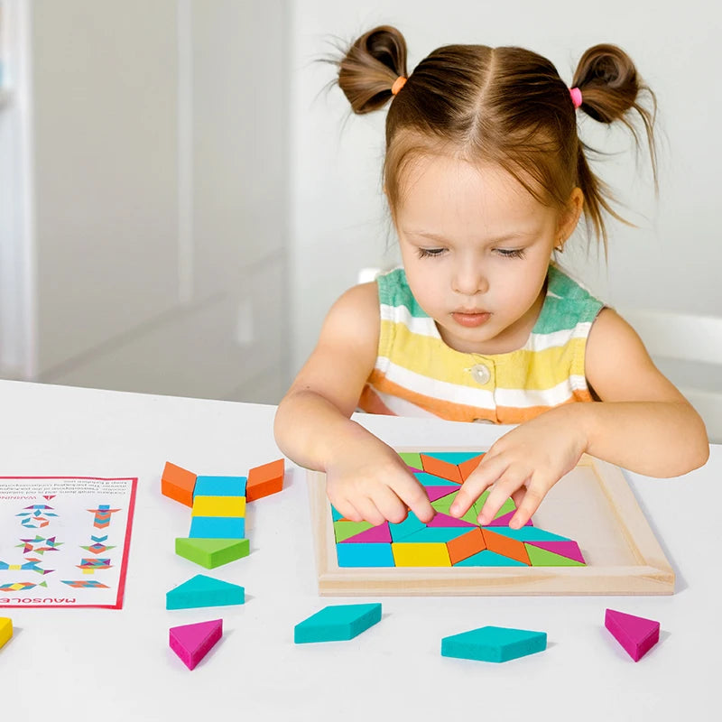 Wood Block Geometric Shape Toddler Puzzle