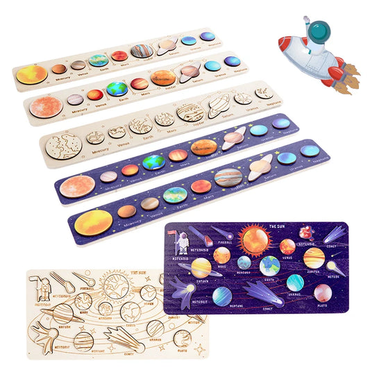 Children Montessori Wooden Solar System Planets Game