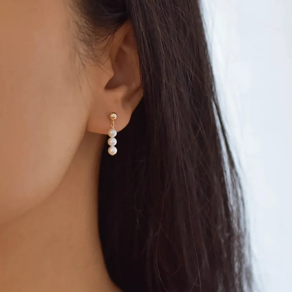 Aide 925 Sterling Silver Pearl Beading Drop Earrings
