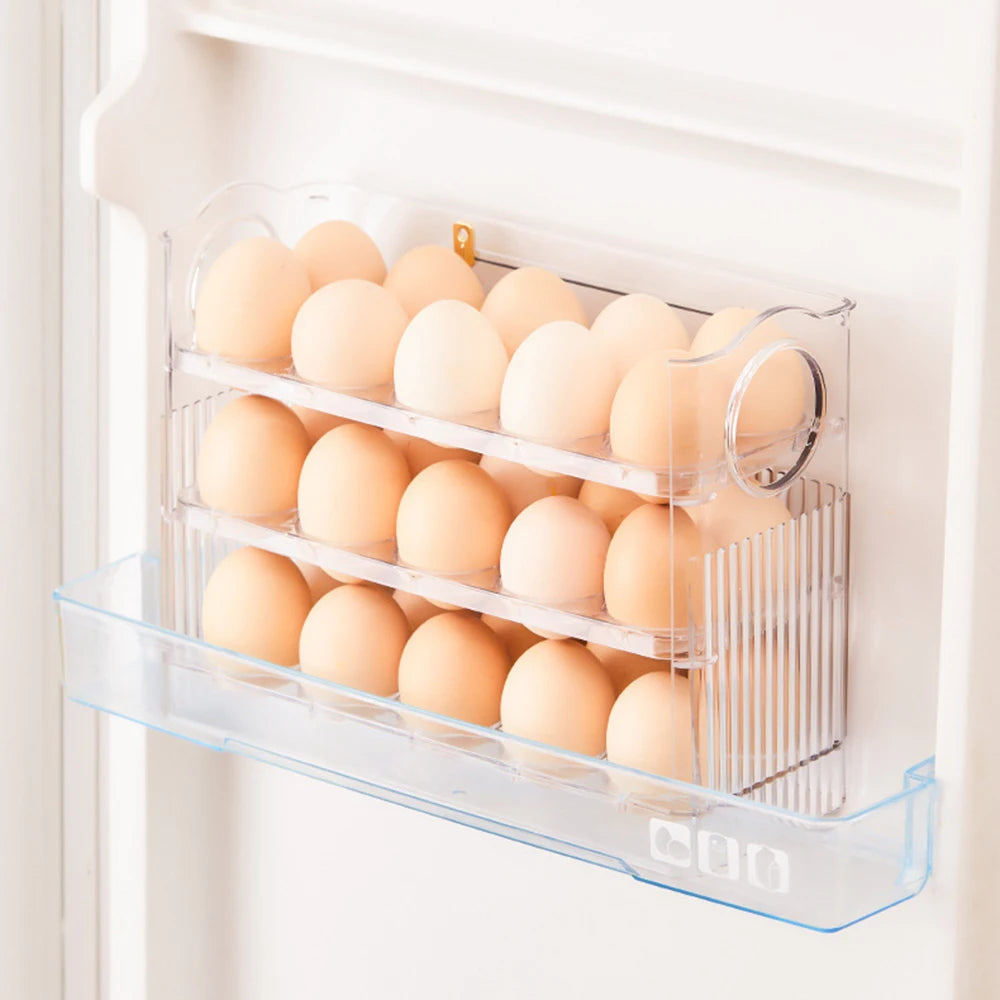 3-Layer Egg Storage Box for Refrigerator – 30 Egg Holder Organizer
