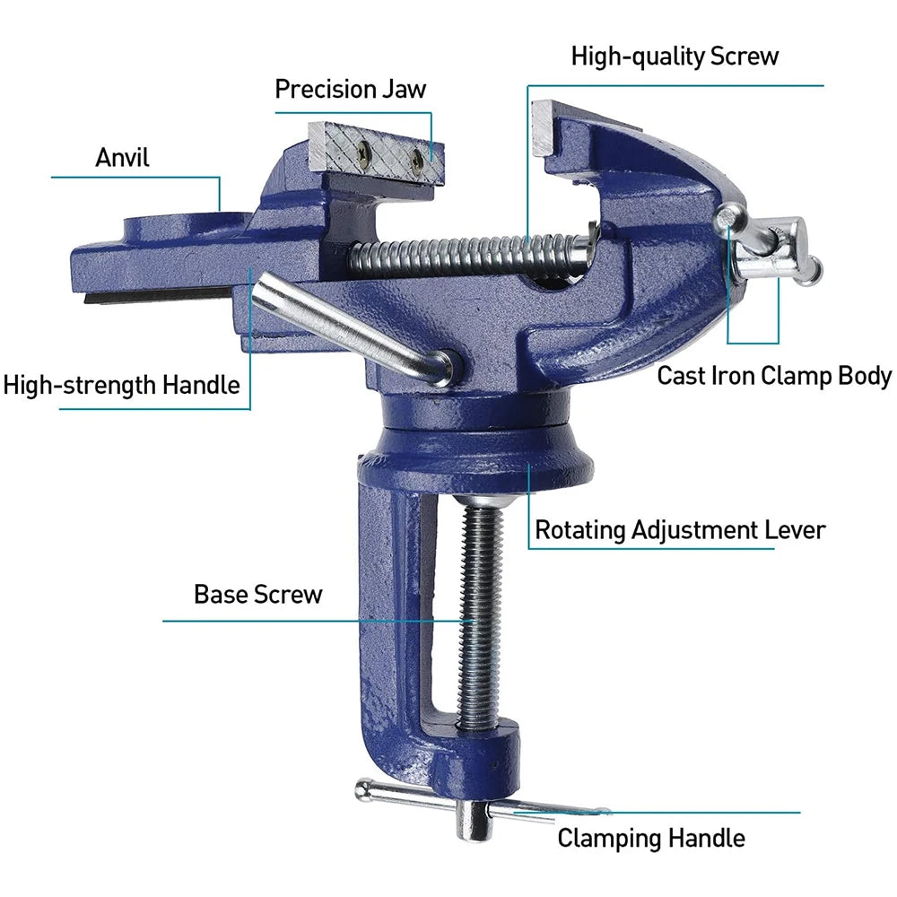 Universal Table Vise Multi-functional Portable 360° Swivel Base Clamp
