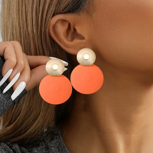 Metal Round Drop Earrings