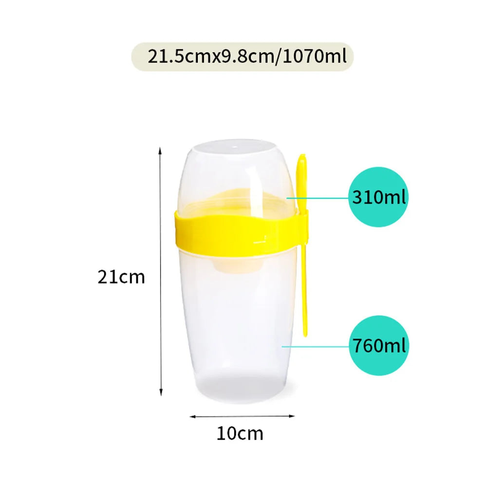 Portable Double-layer Lid with Spoon and Fork Lunch Cup