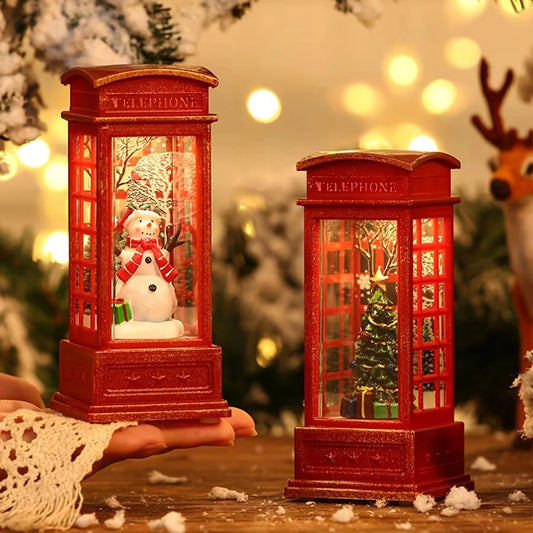LED Christmas Telephone Booth Night Light