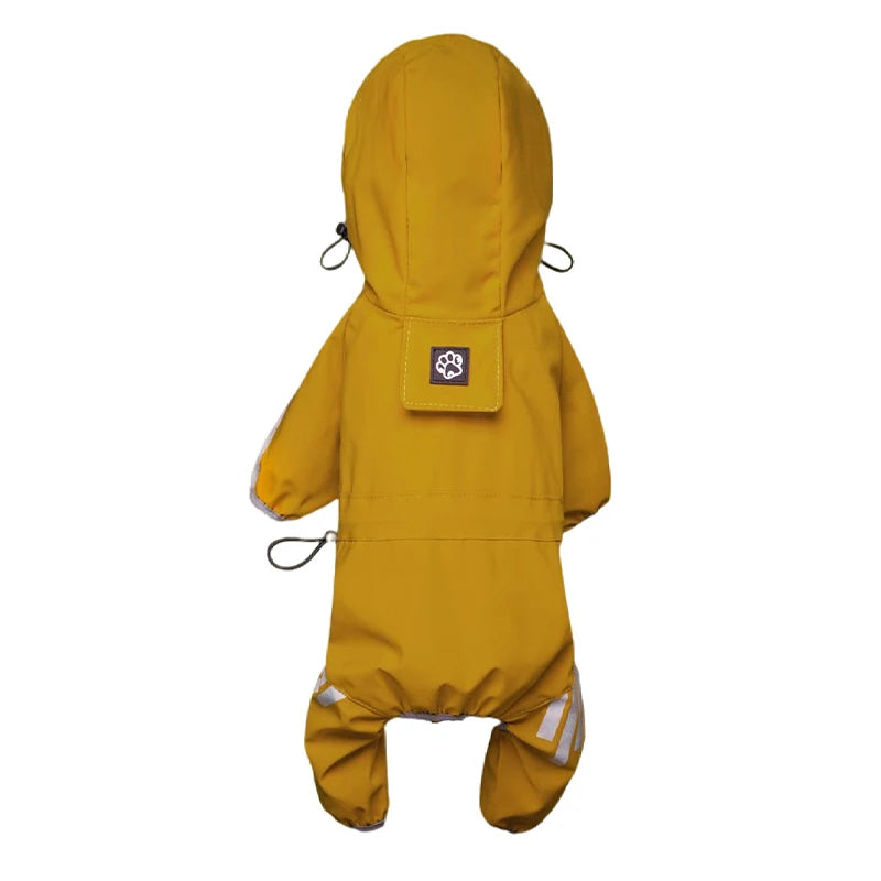 Full-Body Waterproof Dog Overalls with Reflective Strips & Hood