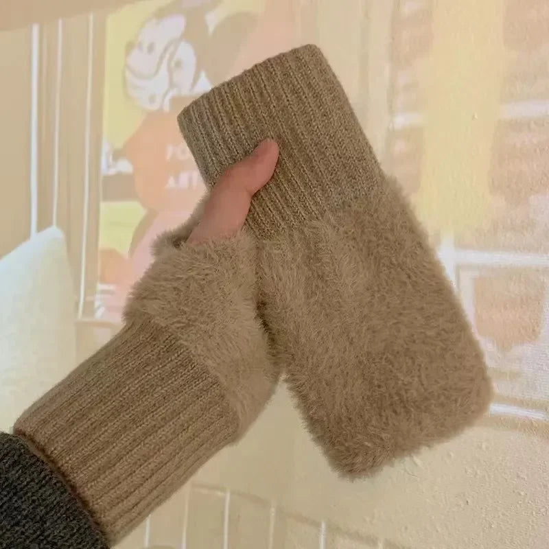 Fleece Half Finger Gloves