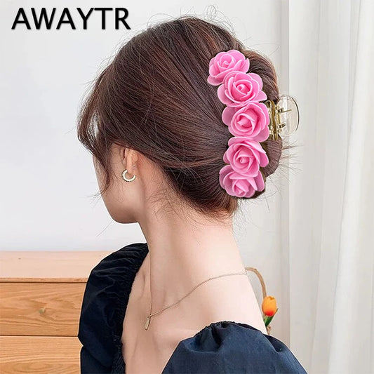 Pink Bubble Flower Hair Claw Clip
