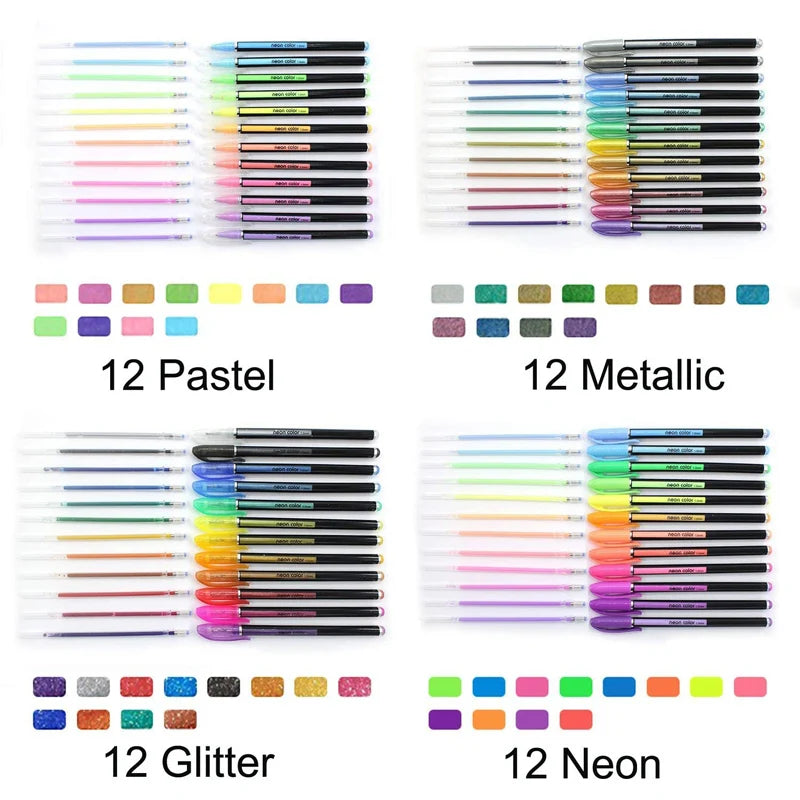 12Pcs/Set Glitter Gel Pen Set