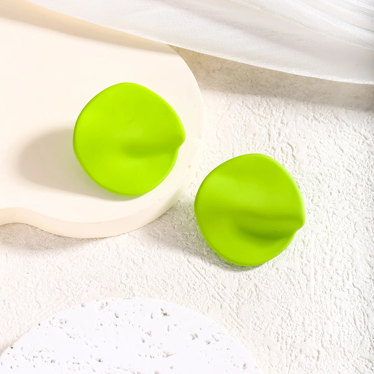 Candy Colored Button Shape Round Acrylic Earrings