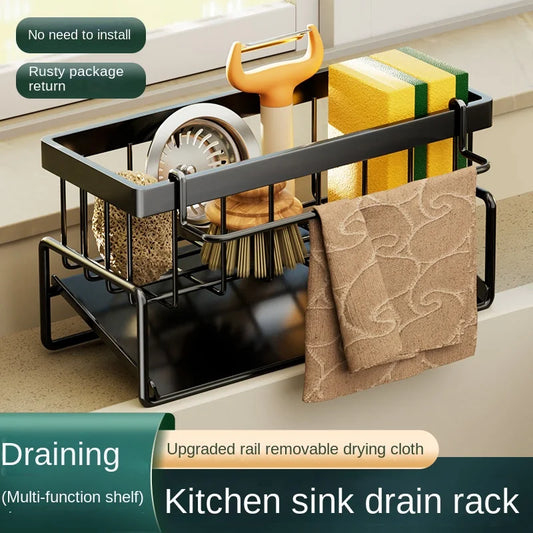 Stainless Steel Kitchen Sink Caddy & Sponge Drain Rack