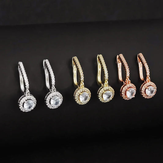 Halo Cubic Zirconia Drop Earrings
