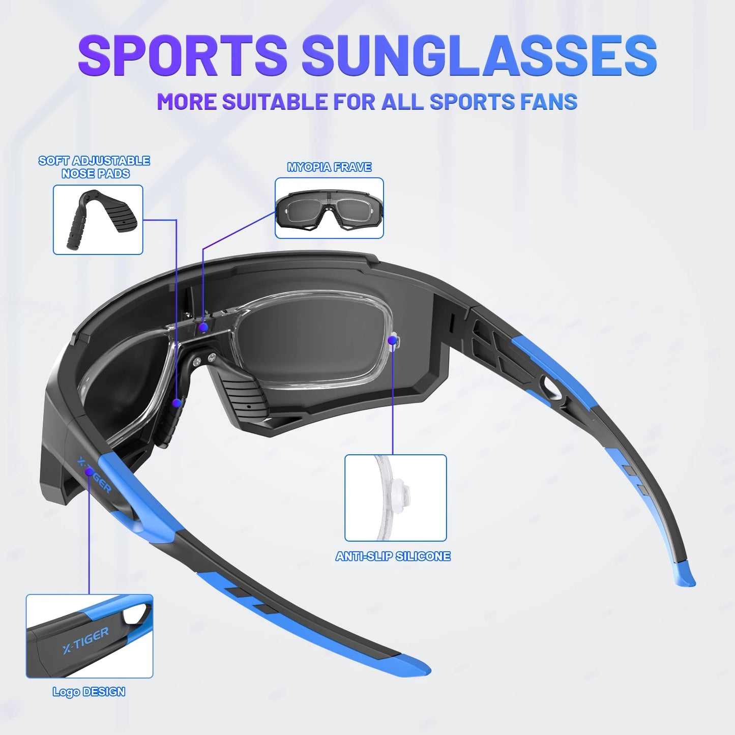 X-TIGER Adult Polarized Cycling Glasses