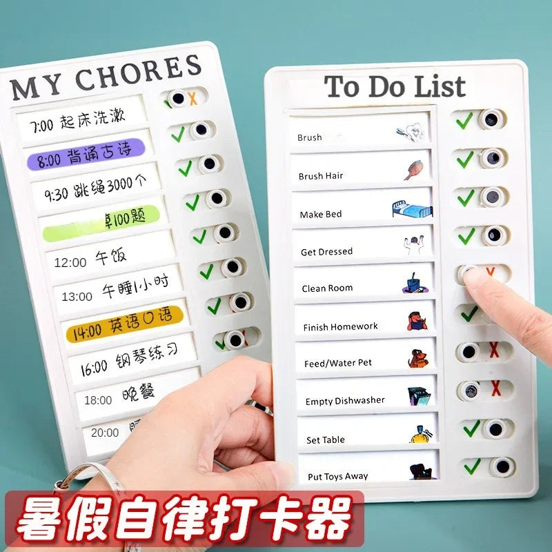 1 Pc Kids Chore Chart with 20 Pcs Blank Card,Plastic Checklist Board