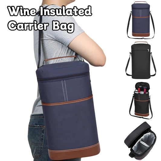 Insulated 2-Bottle Wine Cooler Carrier Bag