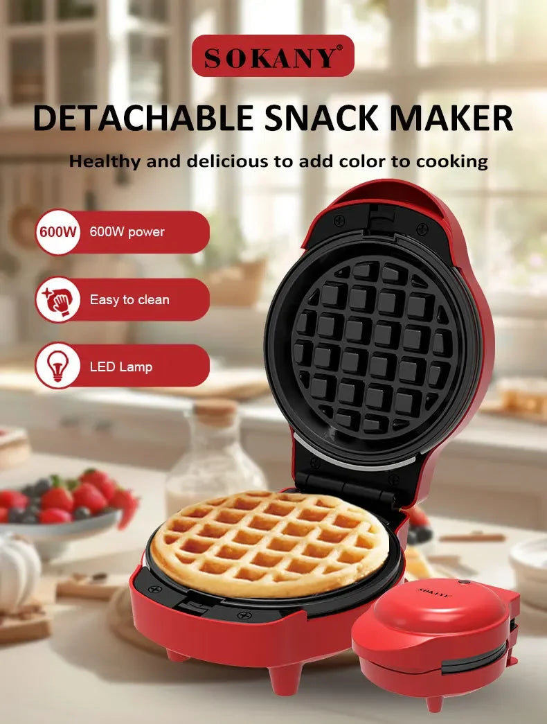 Houselin Mini Waffles Maker with 5 Removable Plates