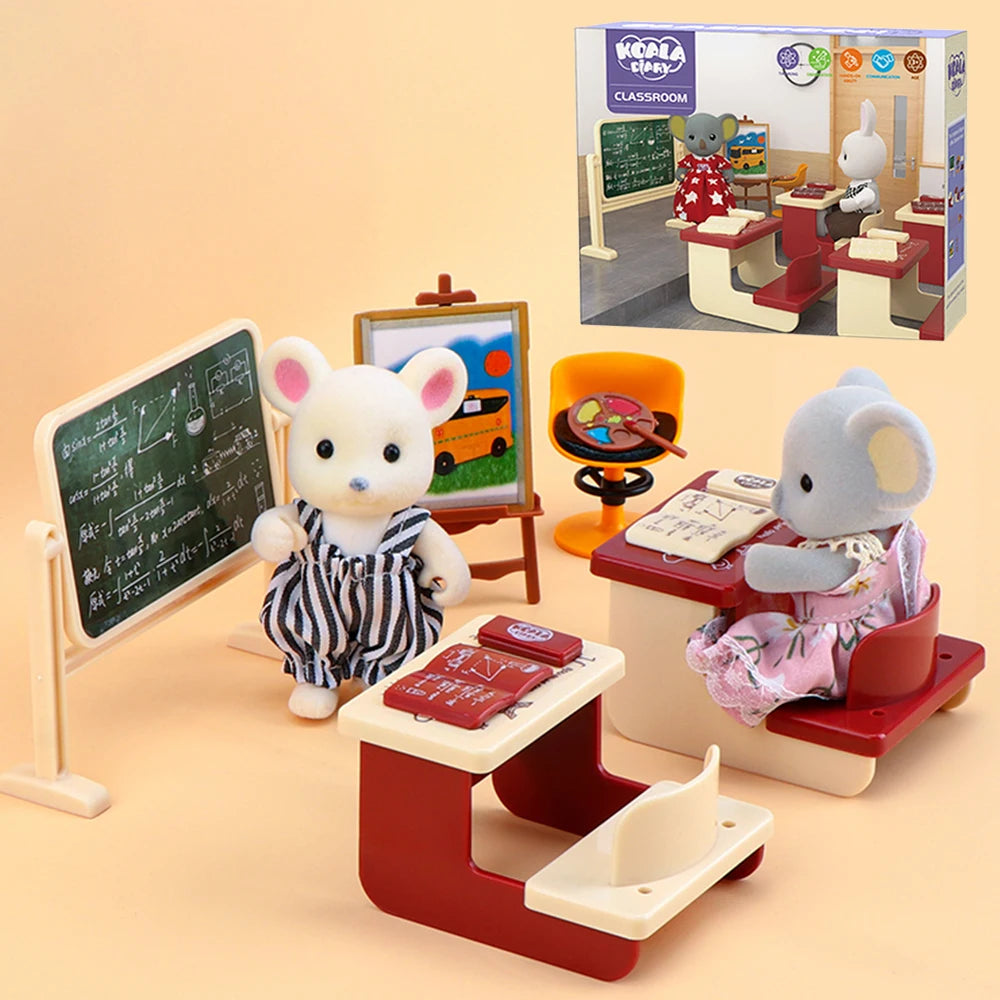Dollhouse Koala Miniature Simulation Classroom Scene