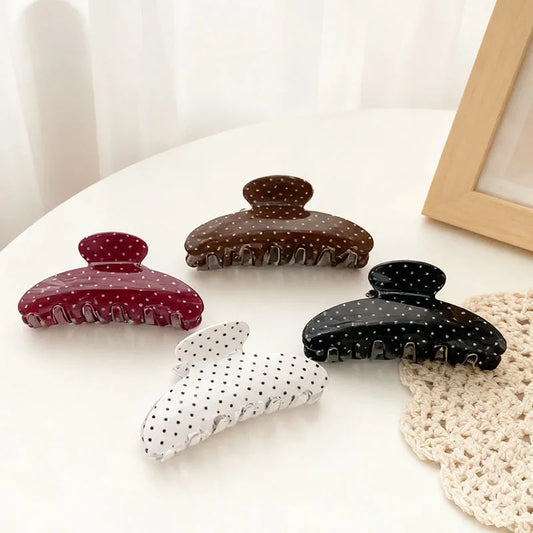 Vintage Polka Dot Acrylic Hair Claw Clip