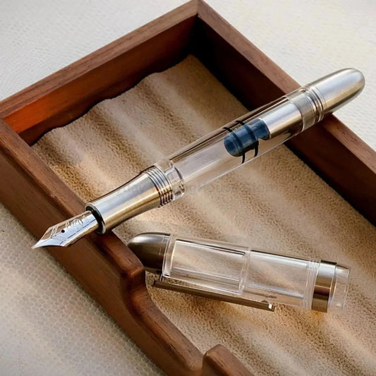 Premium Piston Fill Fountain Pen – Titanium & Acrylic